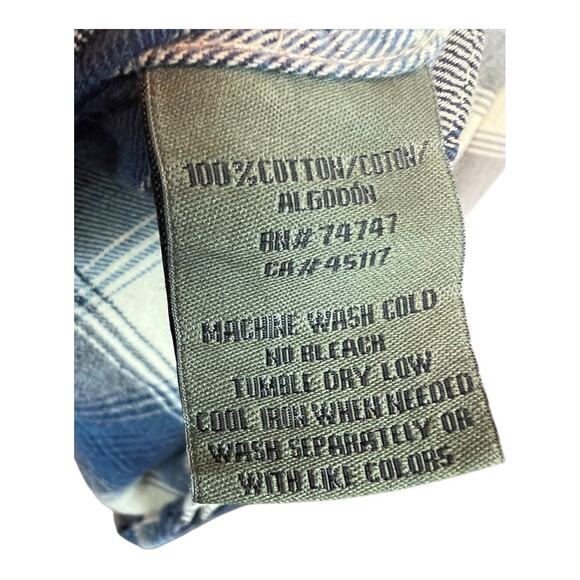 Mens Grunge Flannel Shirt Button Down Distressed Gorpcore Utility - Picture 8 of 8